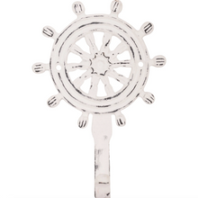 Load image into Gallery viewer, Set of 3 Rudder Coat Hooks – Nautical Metal Wall Hooks Red Blue White