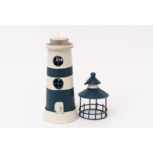 Load image into Gallery viewer, Set of 2 Lighthouse Tealight Holders – Nautical Metal Candle Lanterns