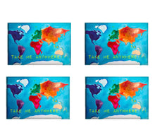 Load image into Gallery viewer, Set of 4 World Travel Map Fridge Magnets