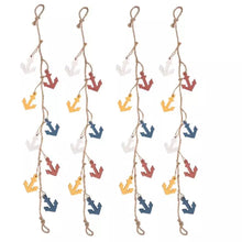 Load image into Gallery viewer, Set of 4 Nautical Anchor Garlands – Colourful Wooden Decoration (95cm Each)