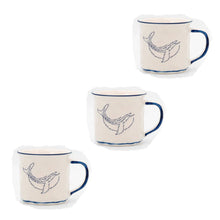 Load image into Gallery viewer, Set of 3 Whale Ceramic Coffee Mugs – Sea Style Dishwasher Safe Cups 8 cm