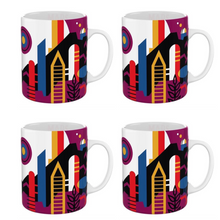 Load image into Gallery viewer, Set of 4 NASA Mars Exploration Mugs – Visions of the Future Poster Design – 15oz Porcelain