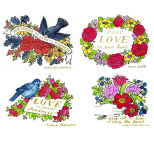 Load image into Gallery viewer, Molly Hatch Literary Love Notecards – Set of 8 with Foil Embellishments