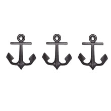 Load image into Gallery viewer, Set of 3 Anchor Coat Hooks – Cast Iron Nautical Wall Hooks