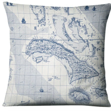 Load image into Gallery viewer, Set of 3 Ocean Map Cushions – 50x50cm Nautical Pillow Covers – Coastal Home Decor