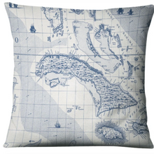 Load image into Gallery viewer, Set of 3 Ocean Map Cushions – 50x50cm Nautical Pillow Covers – Coastal Home Decor