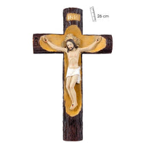 Load image into Gallery viewer, Trunk Style Crucifix of Jesus – 26cm | Hand-Painted Resin Wall Cross | Christian Home Decorationtyui=