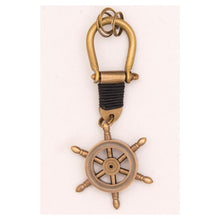 Load image into Gallery viewer, Solid Brass Ship’s Wheel Key Ring – Nautical Maritime-Inspired Keychain Gift