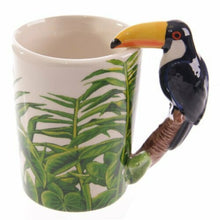Load image into Gallery viewer, Set of 2 Toucan Handle Mugs with Jungle Decal | Exotic Bird Design