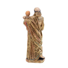 Load image into Gallery viewer, Golden Saint Anthony with Baby Jesus Figurine – 20cm | Hand-Painted Resin Catholic Statue for Home Decor