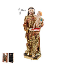 Load image into Gallery viewer, Golden Saint Anthony with Baby Jesus Figurine – 20cm | Hand-Painted Resin Catholic Statue for Home Decor