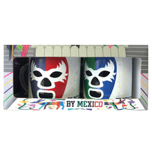 Load image into Gallery viewer, Set of 2 Mexican Lucha Libre Enamel Mugs – Wrestler Design – 360ml – Imported from Mexico – Dishwasher Safe