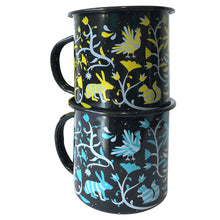 Load image into Gallery viewer, Set of 2 Tenango Mexican Enamel Mugs – Otomi Embroidery Design – 360ml – Dishwasher Safe – Imported from Mexico