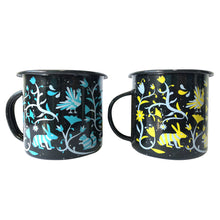 Load image into Gallery viewer, Set of 2 Tenango Mexican Enamel Mugs – Otomi Embroidery Design – 360ml – Dishwasher Safe – Imported from Mexico