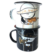 Load image into Gallery viewer, Mariachi Enamel Mug Set – 2 Mexican Peltre Coffee Mugs
