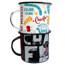 Load image into Gallery viewer, Set of 2 El Chapulín Colorado Enamel Coffee Mugs – Iconic Mexican Hero – 360ml – Imported from Mexico