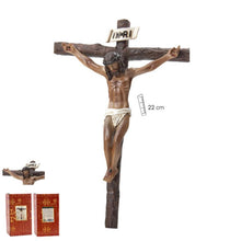 Load image into Gallery viewer, Wall Cross with Jesus – 22cm Handpainted Resin Crucifix – Catholic Wall Decor