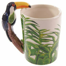 Load image into Gallery viewer, Set of 2 Toucan Handle Mugs with Jungle Decal | Exotic Bird Design