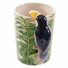 Load image into Gallery viewer, Set of 2 Toucan Handle Mugs with Jungle Decal | Exotic Bird Design