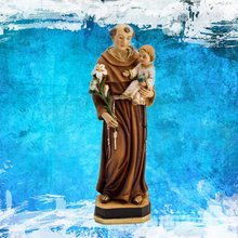 Load image into Gallery viewer, Saint Anthony with Baby Jesus Figurine – 20cm Hand-Painted Resin Statue – Religious Home Decor