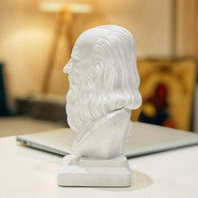 Load image into Gallery viewer, Leonardo da Vinci Alabaster & Plaster Bust – White 20cm | Home Decor Art