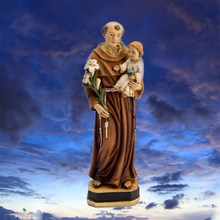 Load image into Gallery viewer, Saint Anthony with Baby Jesus Figurine – 20cm Hand-Painted Resin Statue – Religious Home Decor