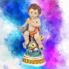 Load image into Gallery viewer, Child of the Zodiac 'Pisces' Figurine – Handpainted Resin | 15 cm