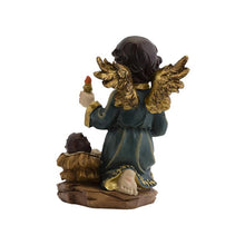 Load image into Gallery viewer, Blue Guardian Angel with Baby Jesus – Handpainted Resin Figurine (14 cm)