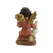 Load image into Gallery viewer, Red Guardian Angel with Baby Jesus – Handpainted Resin Figurine (14 cm)