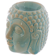 Load image into Gallery viewer, Set of 4 Buddha Head Oil Burners – Glazed Ceramic Aromatherapy Décor