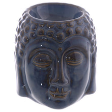 Load image into Gallery viewer, Set of 4 Buddha Head Oil Burners – Glazed Ceramic Aromatherapy Décor