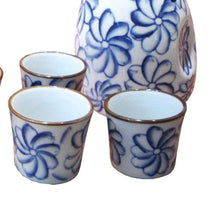 Load image into Gallery viewer, Blue Floral Porcelain Sake Set | Japanese Style Gift Box