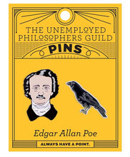 Load image into Gallery viewer, Edgar Allan Poe & The Raven Enamel Pin Set – Literary Gothic Lapel Pins