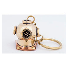 Load image into Gallery viewer, Brass Diving Helmet Key Ring with Wooden Box – Nautical Gift