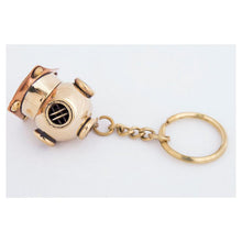 Load image into Gallery viewer, Brass Diving Helmet Key Ring with Wooden Box – Nautical Gift