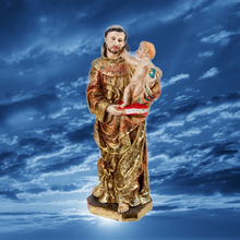 Load image into Gallery viewer, Golden Saint Anthony with Baby Jesus Figurine – 20cm | Hand-Painted Resin Catholic Statue for Home Decor
