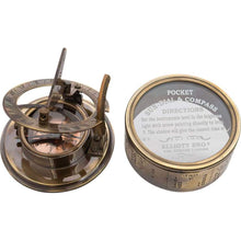 Load image into Gallery viewer, Brass Pocket Sundial and Compass – Beautifully Crafted Gift Ø 7 cm