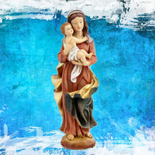 Load image into Gallery viewer, Virgin Mary with Baby Jesus Statue – Gold Colour | Handpainted Resin | 20 cm