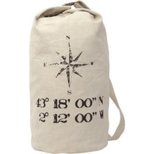 Load image into Gallery viewer, Vintage-Style Beige Canvas Adventure Bag with Compass Rose Print – Travel Tote