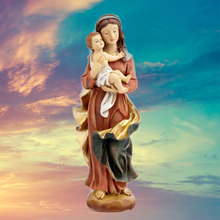 Load image into Gallery viewer, Virgin Mary with Baby Jesus Statue – Gold Colour | Handpainted Resin | 20 cm