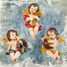 Load image into Gallery viewer, Set of 3 Guardian Angel Figurines – Shelf Sitting Design – Handpainted Polyresin