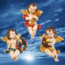 Load image into Gallery viewer, Set of 3 Guardian Angel Figurines – Shelf Sitting Design – Handpainted Polyresin