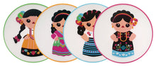 Load image into Gallery viewer, Set of 4 Silicone Coasters – Mexican Traditional Lady Dress Designs – Cultural Folk Art – Imported from Mexico