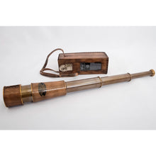Load image into Gallery viewer, Brass Ship’s Telescope with Leather Detailing & Case – Nautical Decor Gift