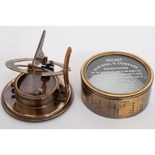 Load image into Gallery viewer, Brass Pocket Sundial and Compass – Beautifully Crafted Gift Ø 7 cm