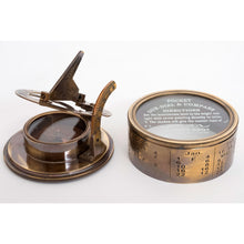 Load image into Gallery viewer, Brass Pocket Sundial and Compass – Beautifully Crafted Gift Ø 7 cm