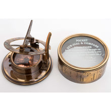 Load image into Gallery viewer, Brass Pocket Sundial and Compass – Beautifully Crafted Gift Ø 7 cm
