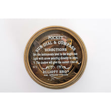 Load image into Gallery viewer, Brass Pocket Sundial and Compass – Beautifully Crafted Gift Ø 7 cm