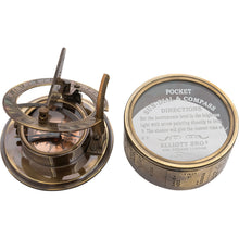 Load image into Gallery viewer, Brass Pocket Sundial and Compass – Beautifully Crafted Gift Ø 7 cm