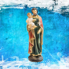 Load image into Gallery viewer, Saint Joseph with Baby Jesus Figurine – 20cm Resin Statue – Handpainted Religious Home Decor